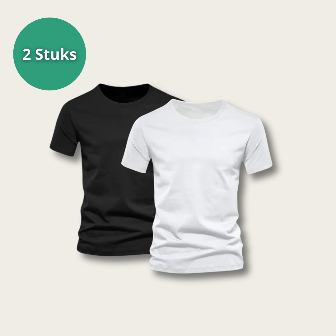 2-Pack Heren T-Shirts – 100% Katoen in Zwart & Wit