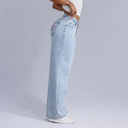 Trendy Denim Jeans met Wijde Pijpen – Stijlvol & Comfortabel